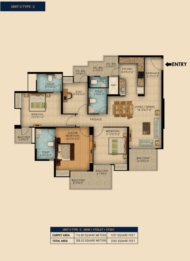 3 BHK Floor Plan